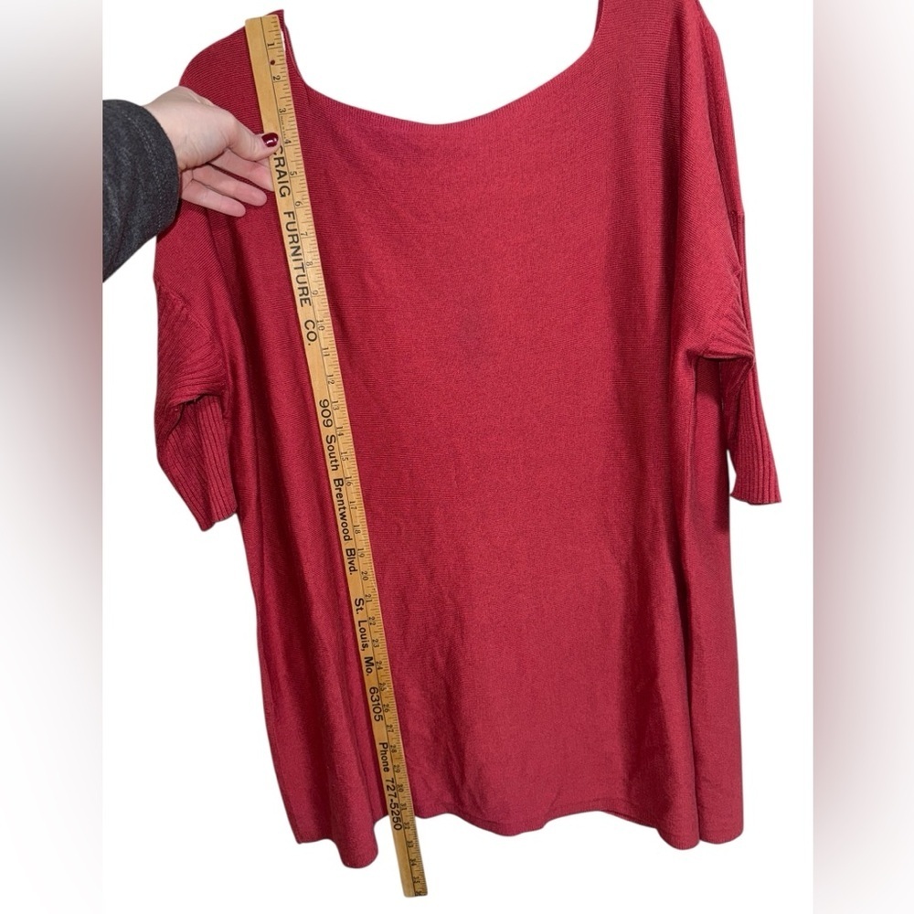 Peruvian Connection Oversized Pima Cotton Modal Knit Top XL Red Dolman Sleeve - Picture 6 of 11